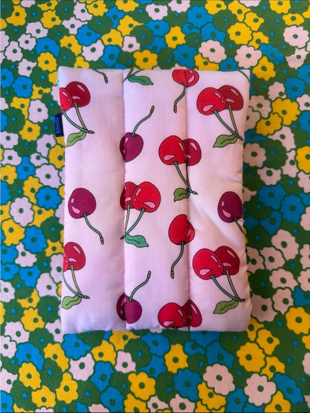 BAGGU Pink Cherry Print Padded Tablet Sleeve